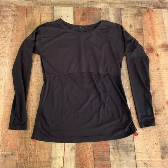 Fabletics womens athletic workout long sleeve top with side cinch in black - Picture 1 of 7
